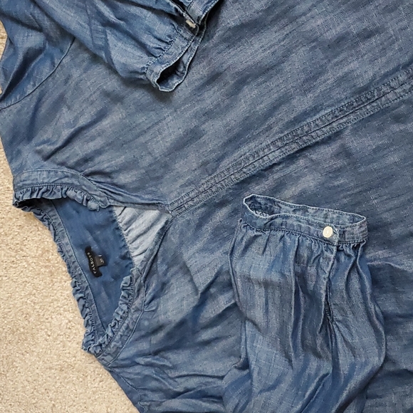 Talbots Ruffle Collar Chambray Blouse XL - Picture 4 of 4
